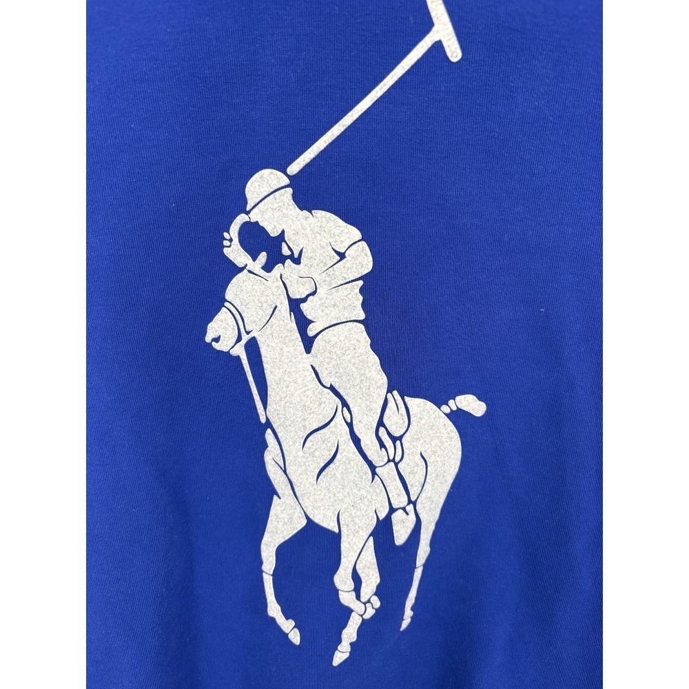 Polo Ralph Lauren Men's Double Knit Blue Big Pony Graphic Logo Hoodie Large L - Picture 3 of 6